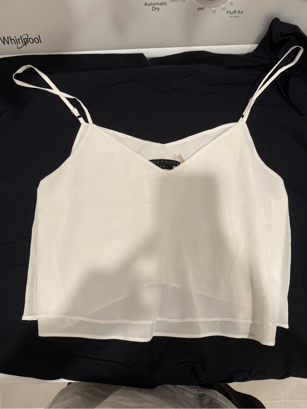 Alice + Olivia White Double-Layer Spaghetti Strap Camisole